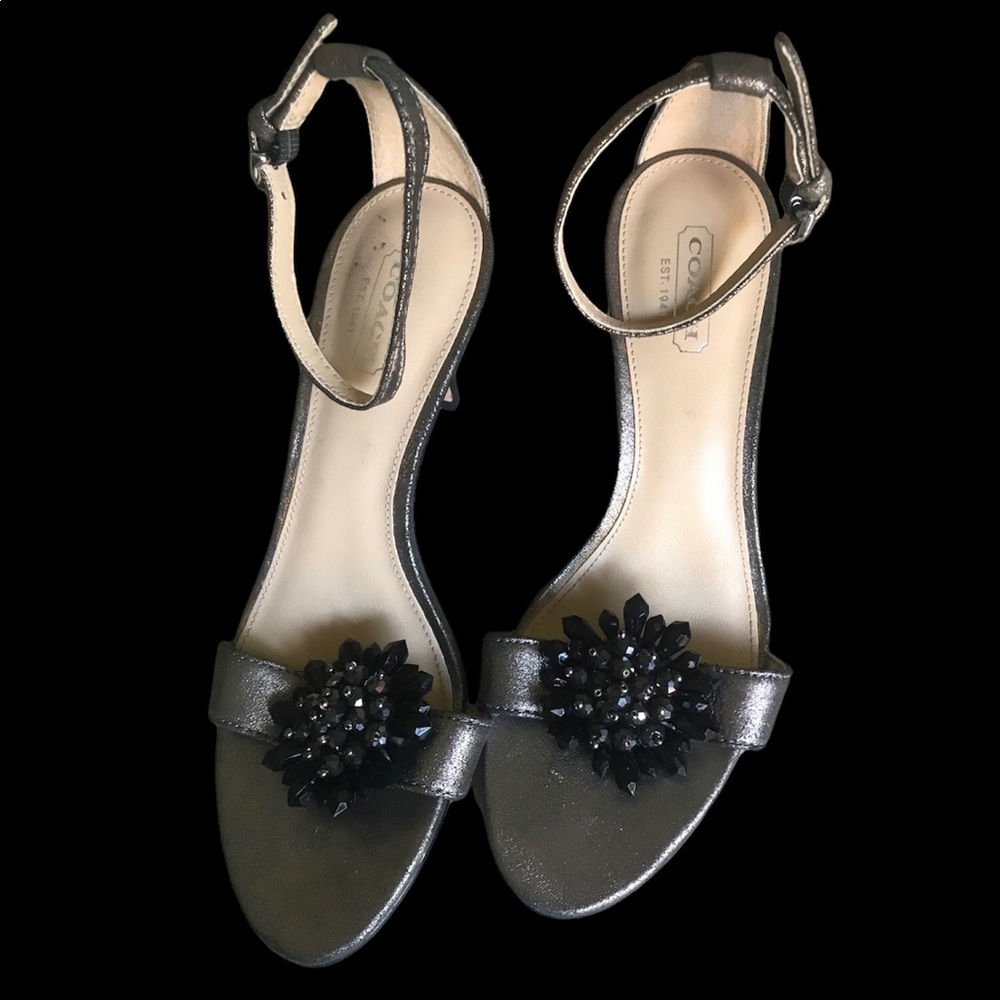 COACH beaded metallic bronze pumps size 7